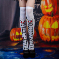 Skull Print Over The Knee Socks Y2K