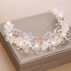 Boho Floral Tiara Crown Headband Vintage Bridal Bridesmaid Hairpiece