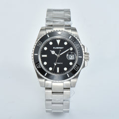 KUERST Steel Strap Mech. Watch Waterproof Night Light Ceramic Ring