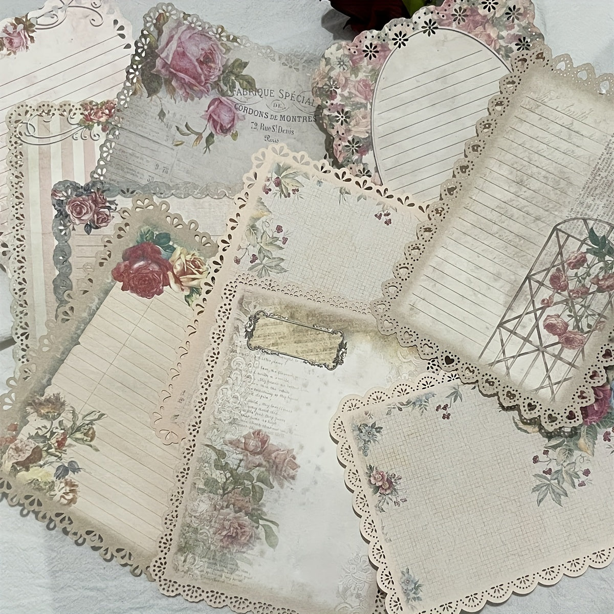 10pcs Retro Lace Journal Decoration Material For Students Teens