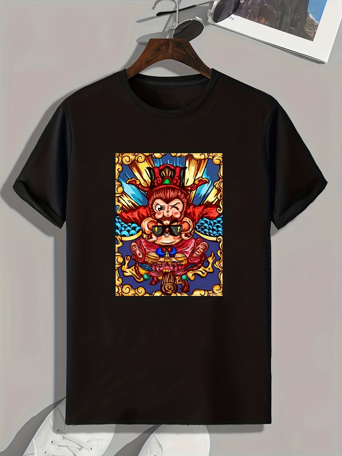 Cartoon Print Men's Graphic T-shirt for Summer