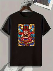 Cartoon Print Men's Graphic T-shirt for Summer