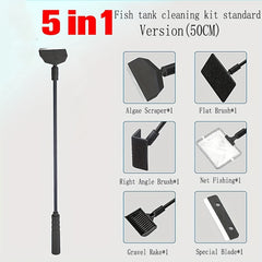 Fish Tank Glass Cleaning Brush Aquarium Tools 5 in 1 Cleaning Set