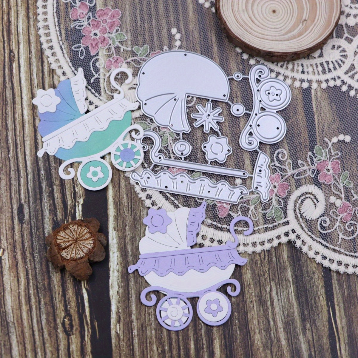 1pc Infant Stroller Metal Cutting Mold DIY Scrapbooking Craft Embossing Tools