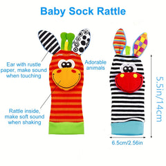 4 Pairs Baby Wrist Rattles Sock Toys Newborn Baby Sock Toys 0-6 Months