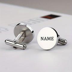 Personalized Stainless Steel Round Cufflinks for Men