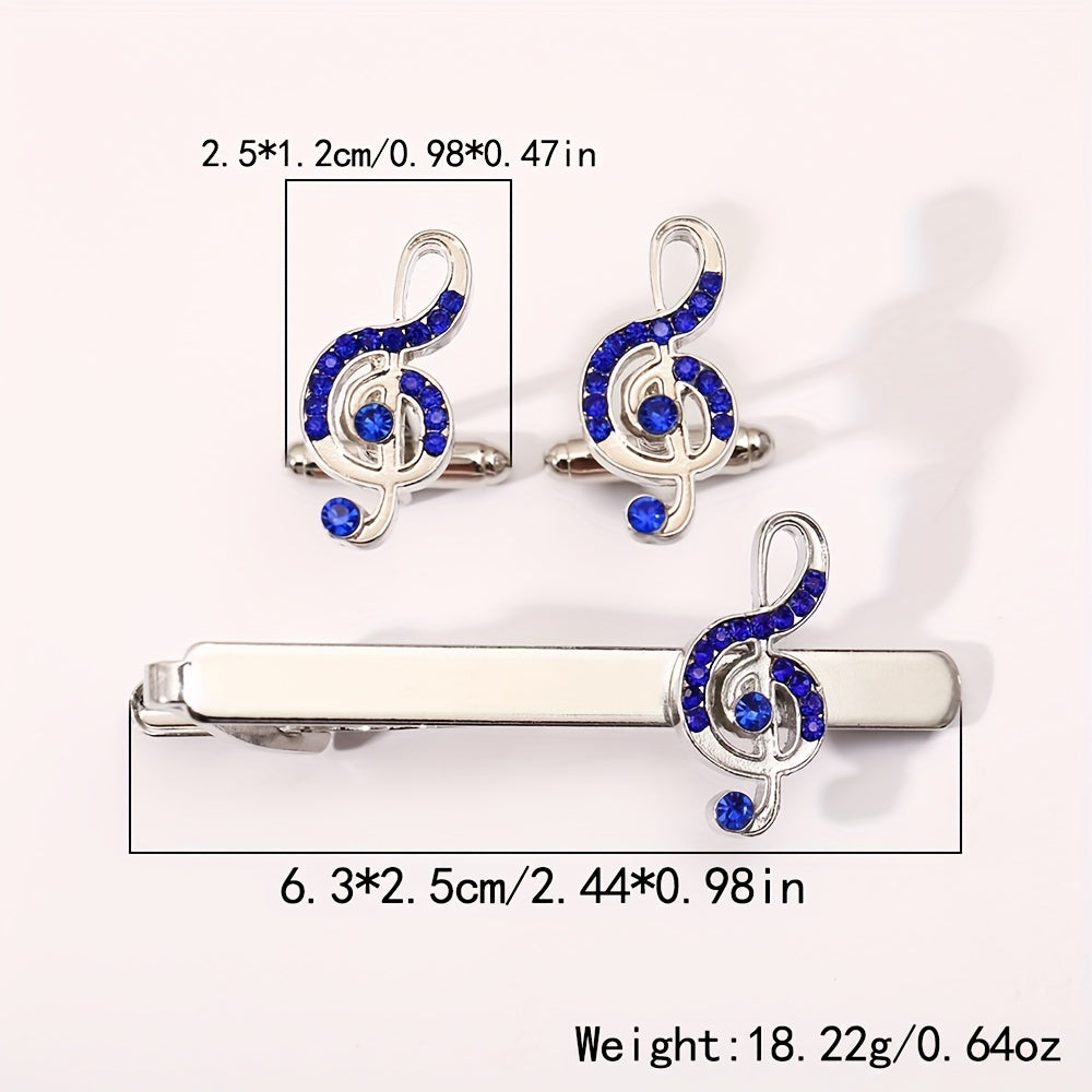 Musical Note Music Cufflinks Tie Clip for Men