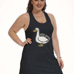 Plus Size Goose Print Scoop Neck Tank Nightdress