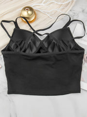 Solid Cami Top Criss Cross Back Padded Top Women's Lingerie