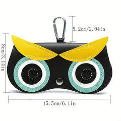 Owl Cat Eyes Heart Flowers Pattern PU Leather Keychain Storage Box
