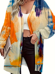 Colorblock Print Long Sleeve Cardigan