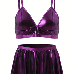 Metallic Shimmery Bra & Skirt Lingerie Set