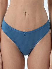 6pcs Solid Ribbed Briefs Comfy Stretchy Intimates Panties