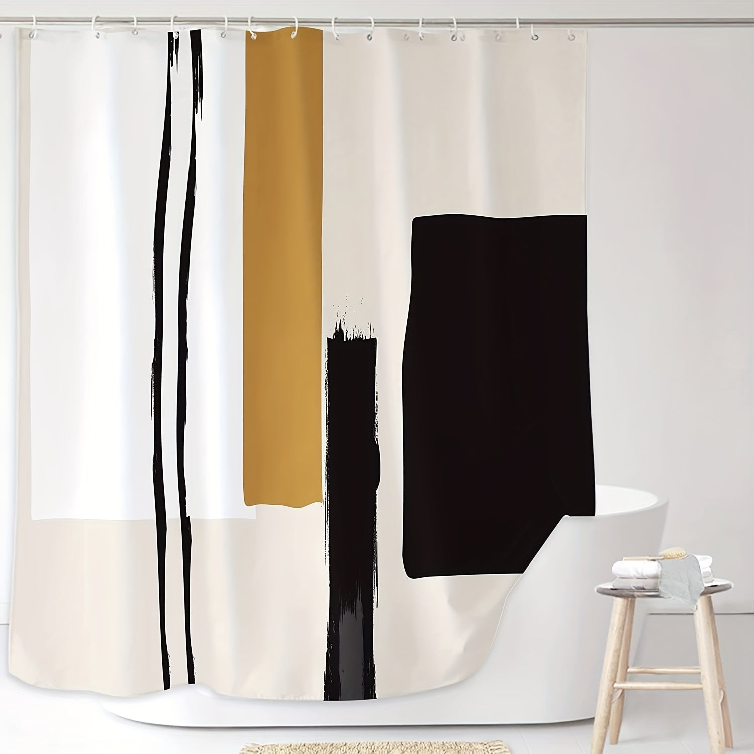 Grey Geometric Abstract Shower Curtain 182x182 cm