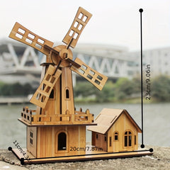 3D Wooden Puzzle House Building Windmill Model Creative Gift