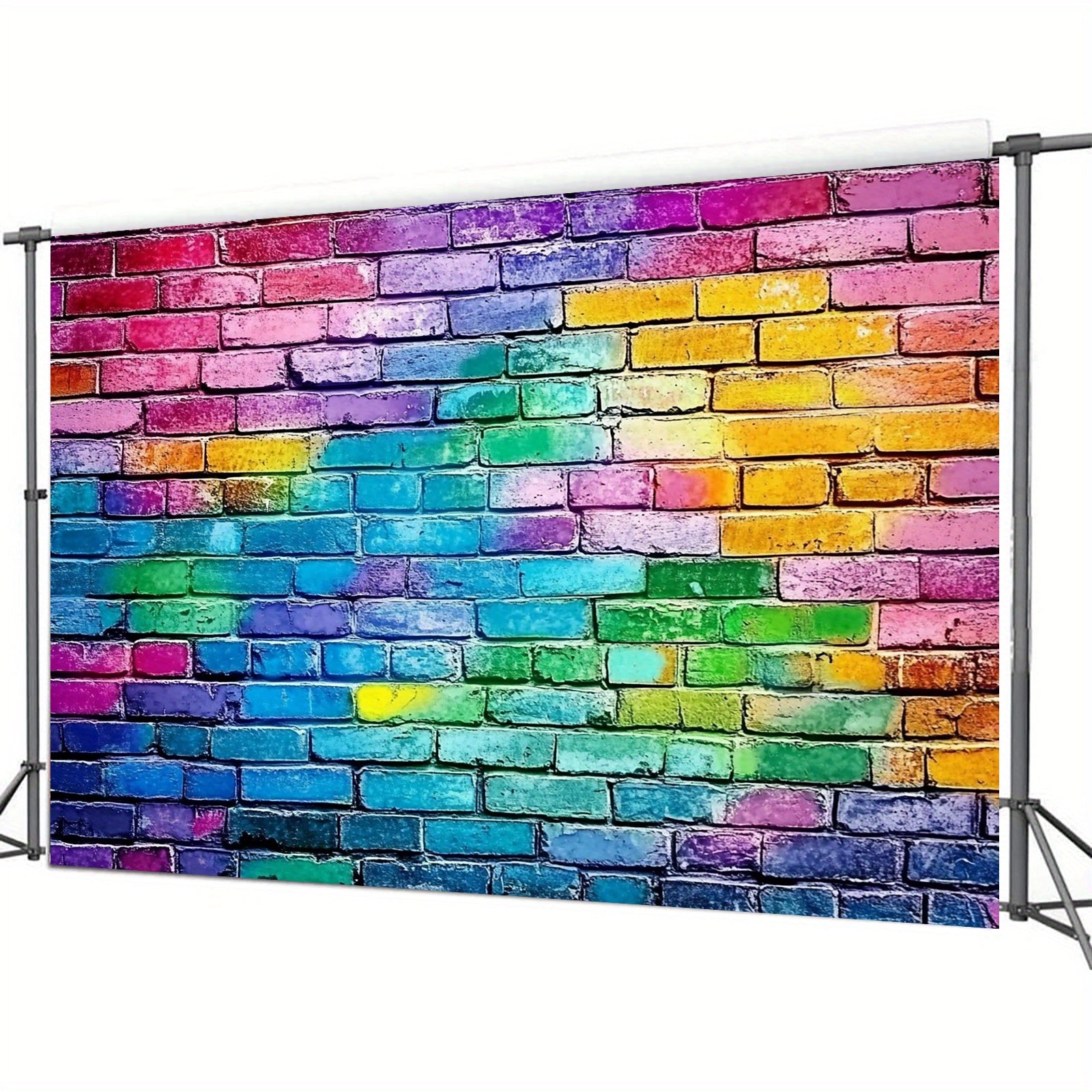 Colorful Brick Wall Backdrop for Events with Tripod Stand