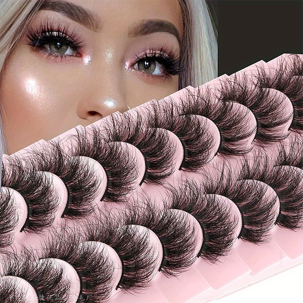 10 Pairs Fluffy Wispy Faux Mink Lashes Strip Eyelash 3D Extension