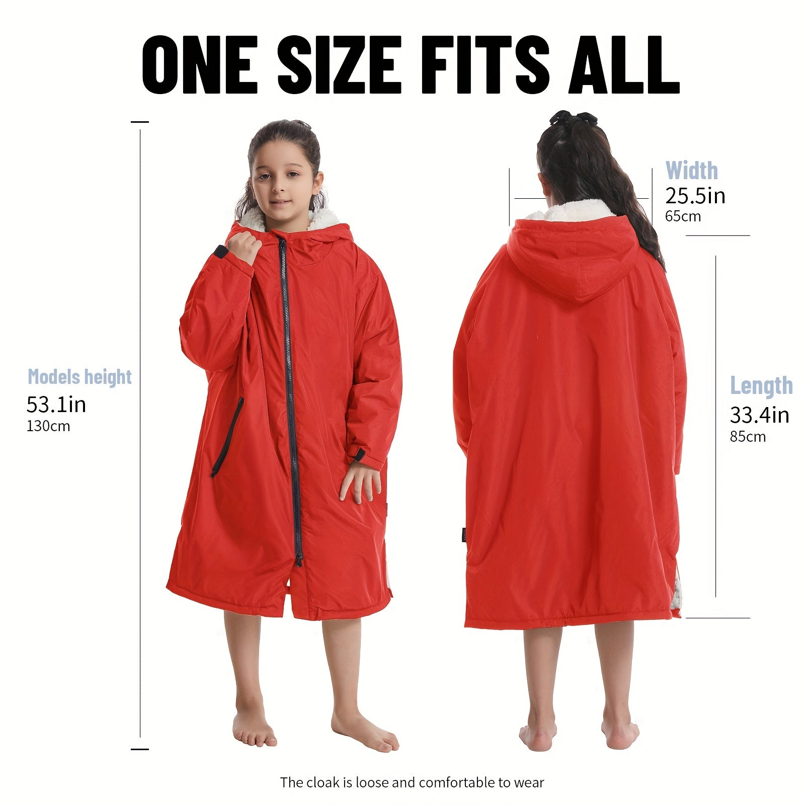 Kids Waterproof Changing Robe w/ Pockets - Warm & Windproof