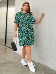 Leopard Print Casual Loungewear Dress
