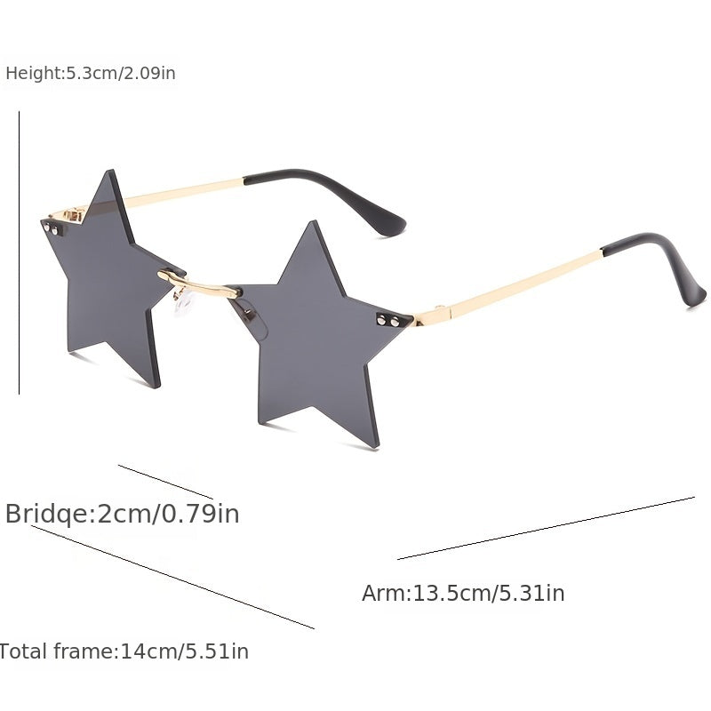 Colorful Star Sunglasses Rimless 90s Party Glasses