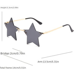 Colorful Star Sunglasses Rimless 90s Party Glasses