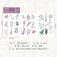 3-Pack Golden Flower Language Stickers