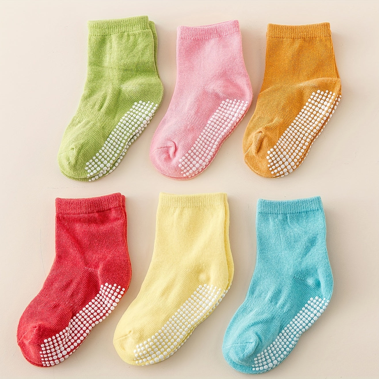 6 Pairs Unisex Multicolor Non-slip Mid Tube Socks