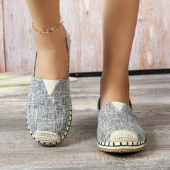 Women's Canvas Slip On Flat Shoes Soft Sole Comfy Walking Flats