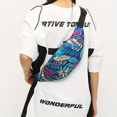 Summer Leather Print Waist Bag Casual Nylon Crossbody Bag Fanny Pack