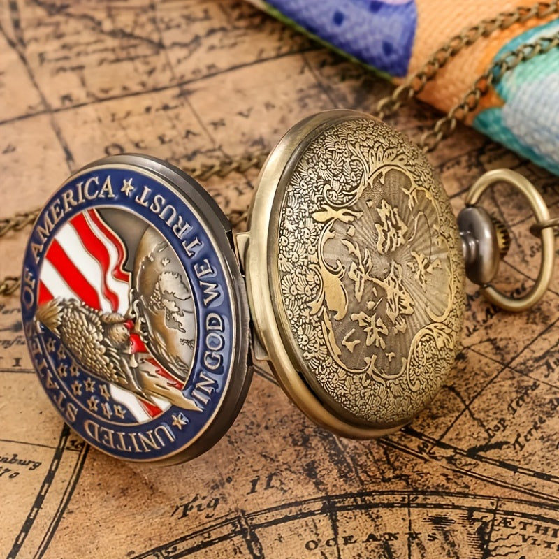 Vintage Bronze American Pocket Watch Necklace Pendant For Children