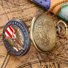 Vintage Bronze American Pocket Watch Necklace Pendant For Children