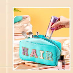 4 Pcs Embroidered Cosmetic Pouch Set Waterproof Travel Makeup Organizer Bag