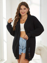 Casual Cardigan Lantern Sleeve Ripped Stretch Cardigan