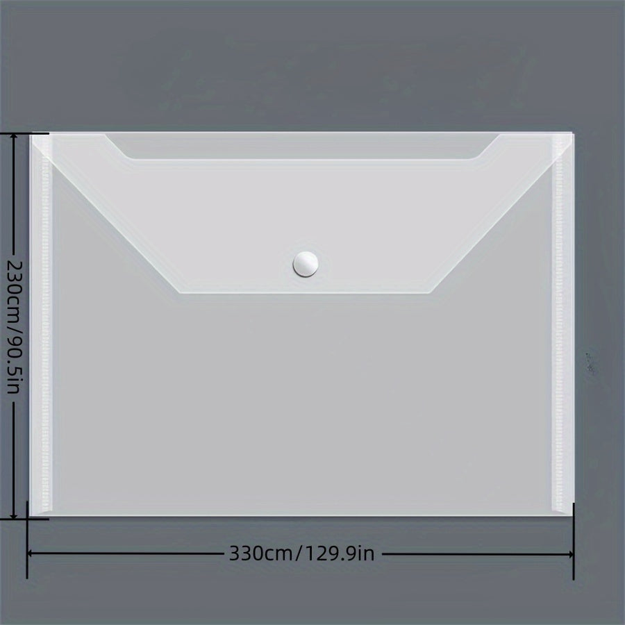 Pp Material Button Bag Transparent Document Bag A4 Storage Bag File Bag 20pcs