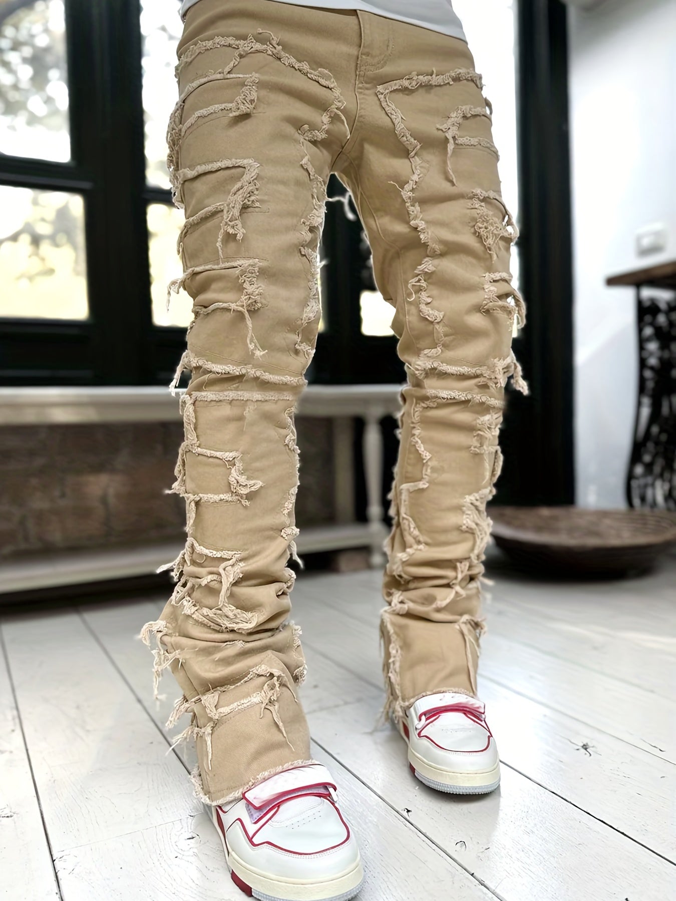 Street Style Denim Pants With Tassels Decoration For Men