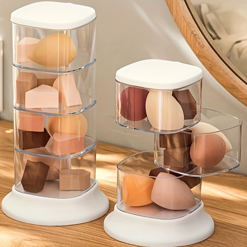 Makeup Sponge Storage Organizer Container with Lid Turntable