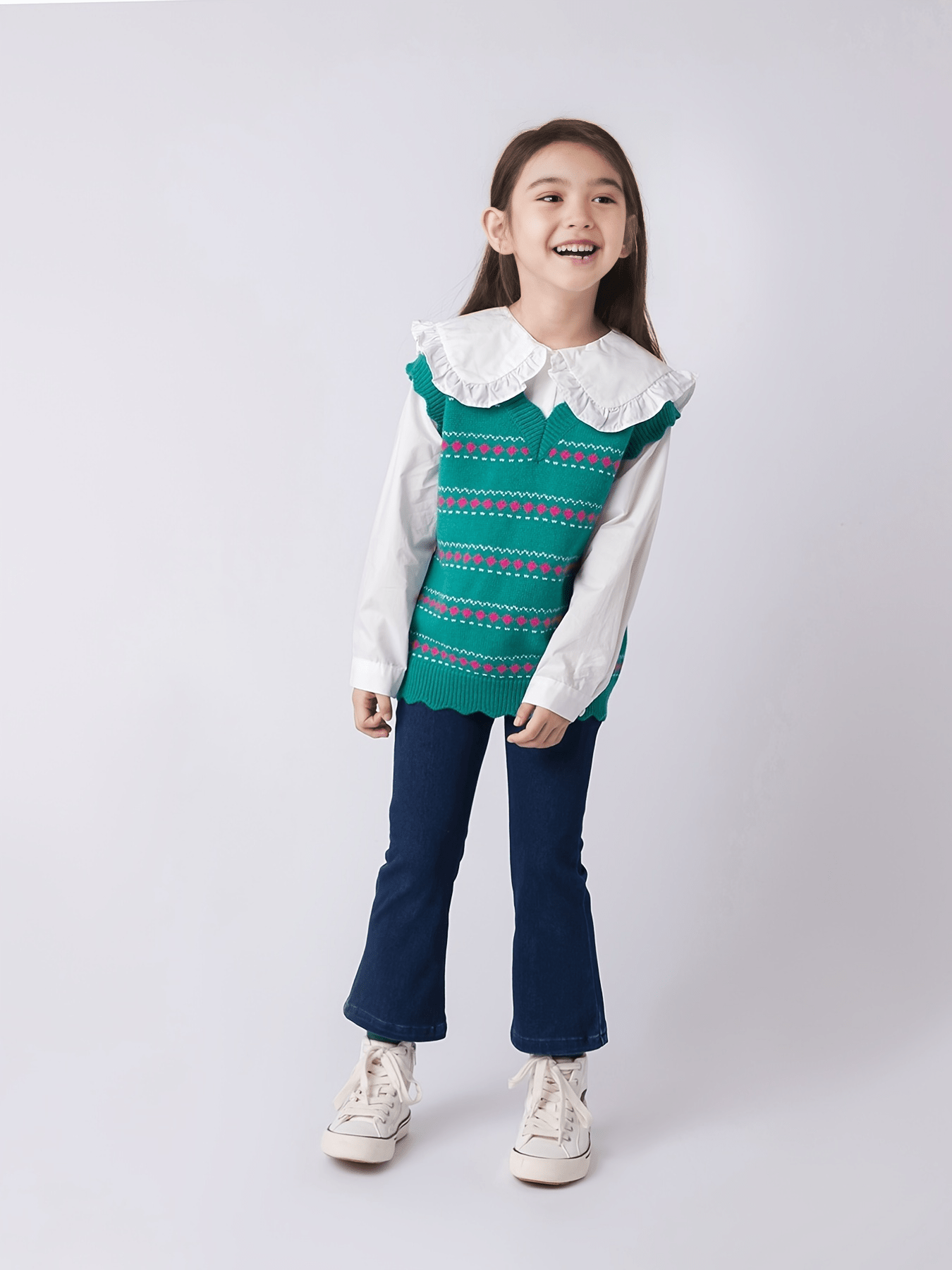 MARC&JANIE Girls Lace Lapel Cotton Shirt