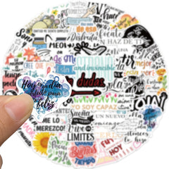 50pcs Spanish Inspirational Waterproof Stickers for Laptops Scrapbooks