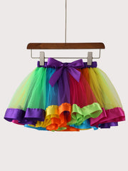 Girls Rainbow Tulle Tutu Skirt for Ballet Dance Performance