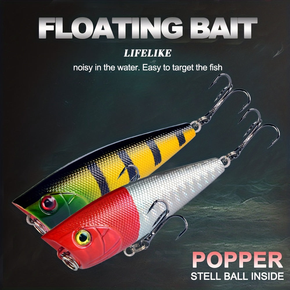 6pcs 7g Popper Lure Topwater Hard Bait Fishing Tackle