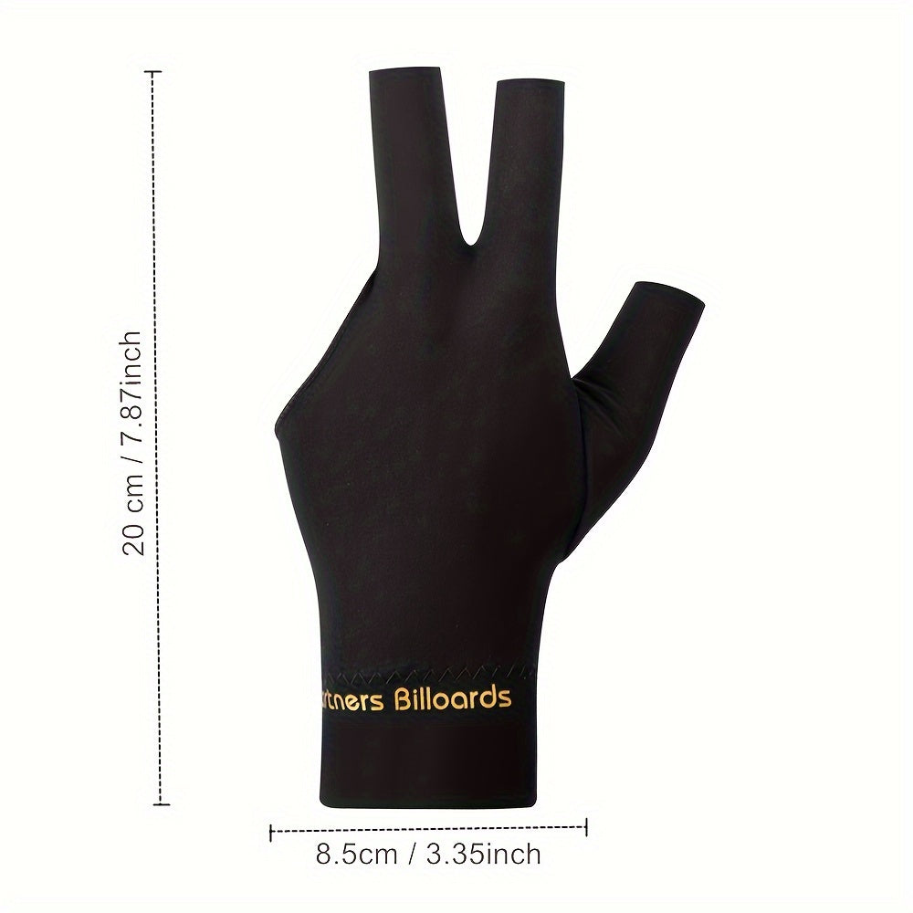 3-Finger Billiard Glove for Left Hand, Elastic Breathable Fabric, Anti-Slip Pad