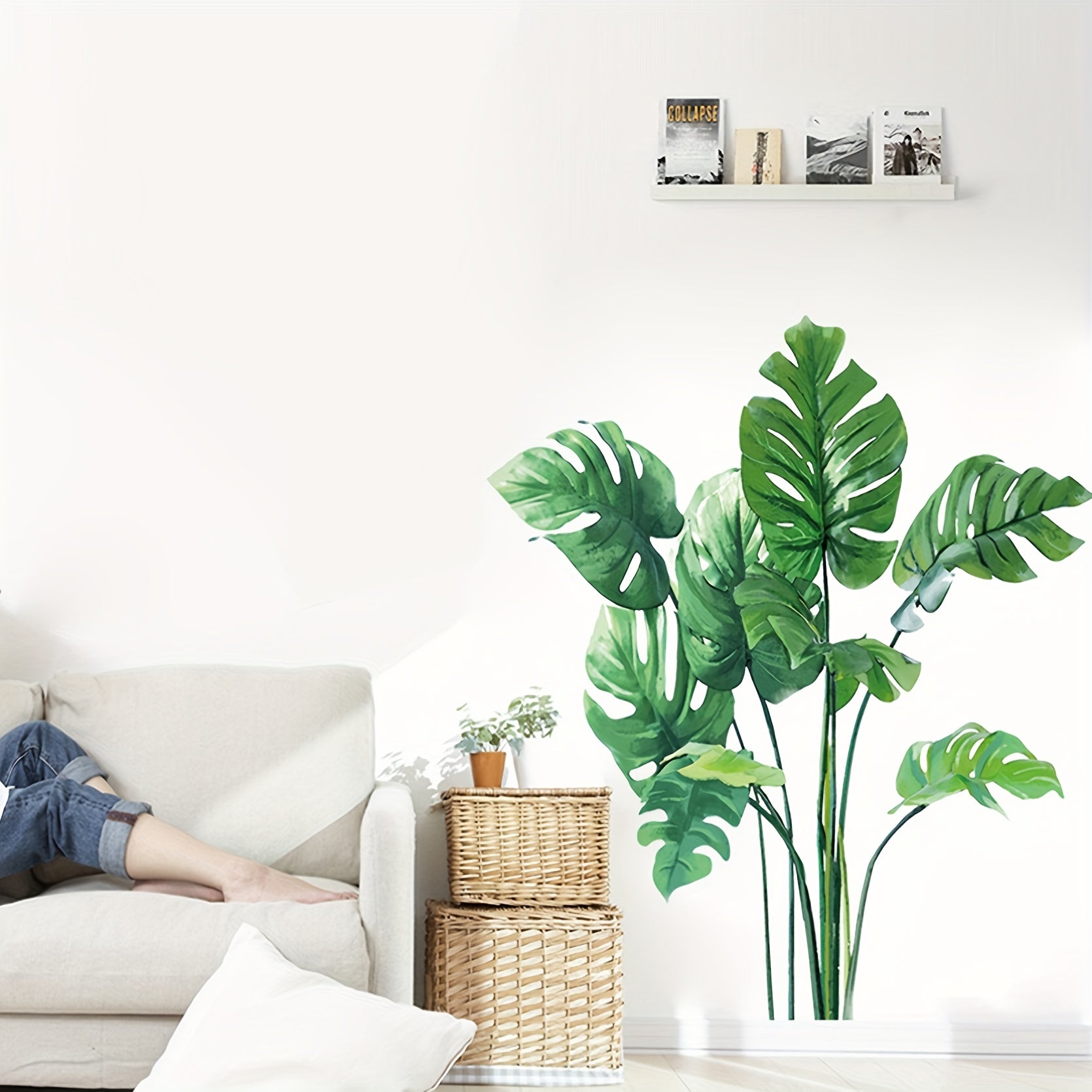 Monstera Leaf Wall Decals Tropical Plants Stickers for Living Room