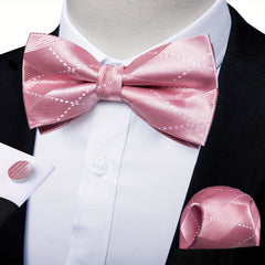Men's Bow Tie Set Solid Paisley Silk Bow Tie Cufflinks
