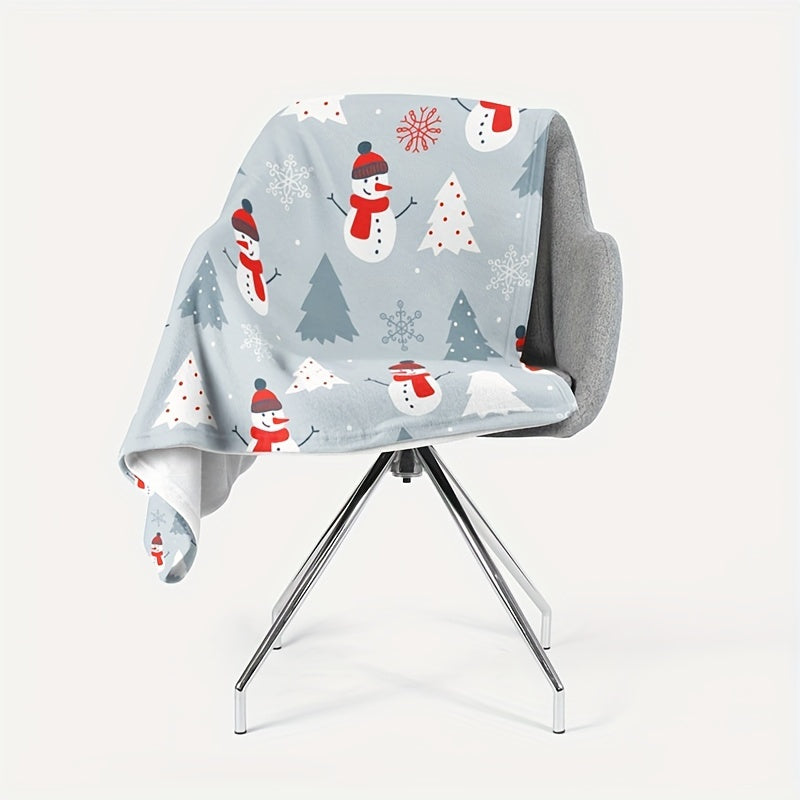 Christmas Snowman Print Flannel Blanket Soft & Warm for Sofa Office Bed Camping