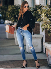 Sexy Jeans Women's Plus Ombre Ripped Button Fly Skinny Jeans
