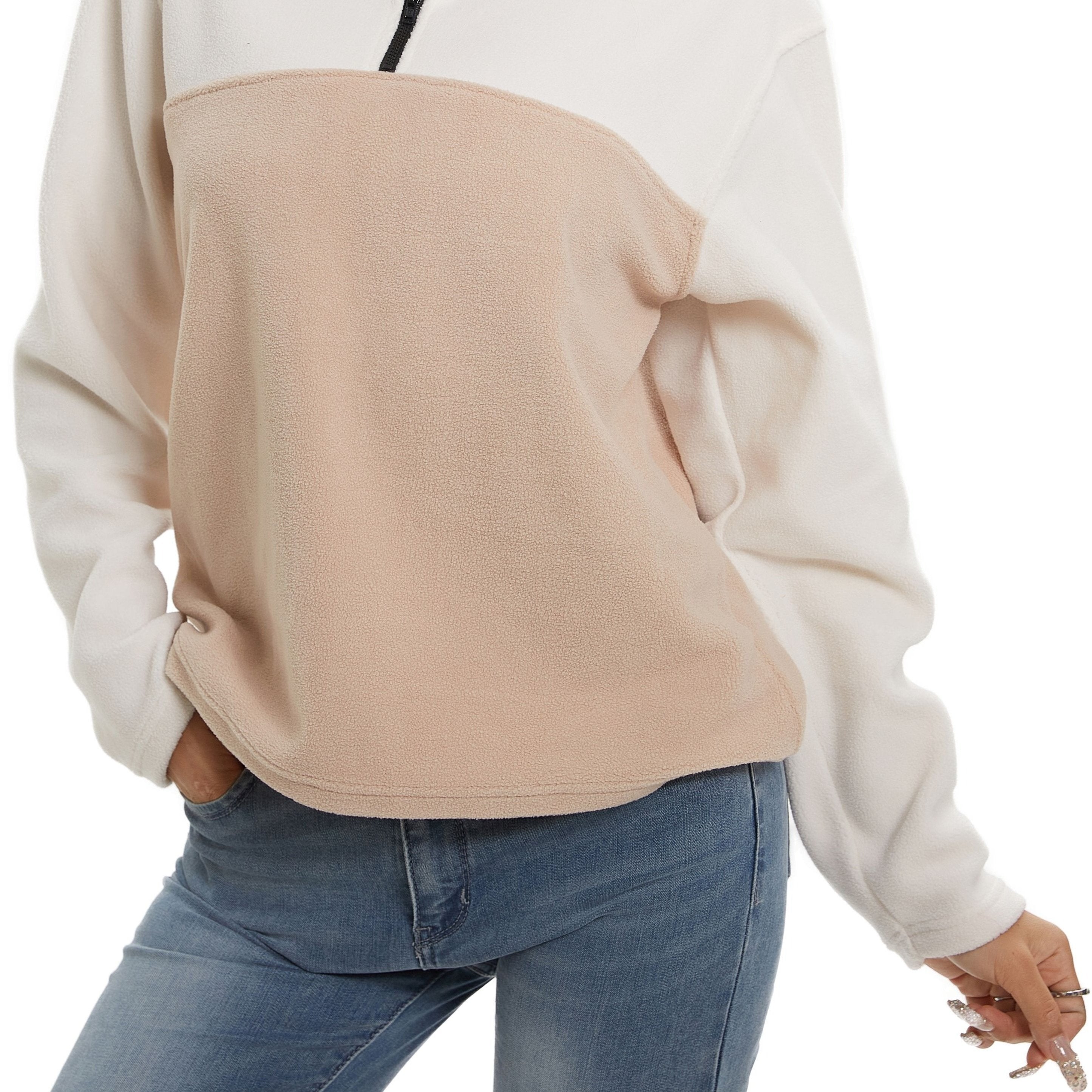 Half Zipper Casual Pullover Sweatshirt Mock Neck Activewear