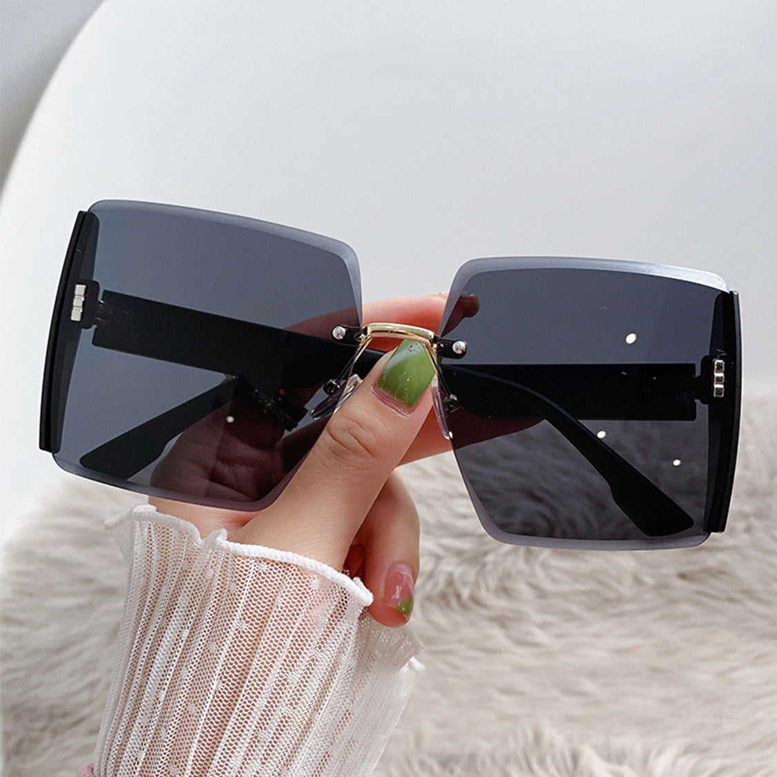 Women Gradient Square Sunglasses Oversized Beach Sunscreen Glasses