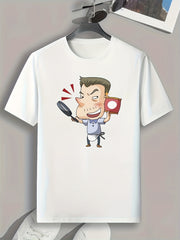 Cartoon Boy Print Men's T-shirt for Summer