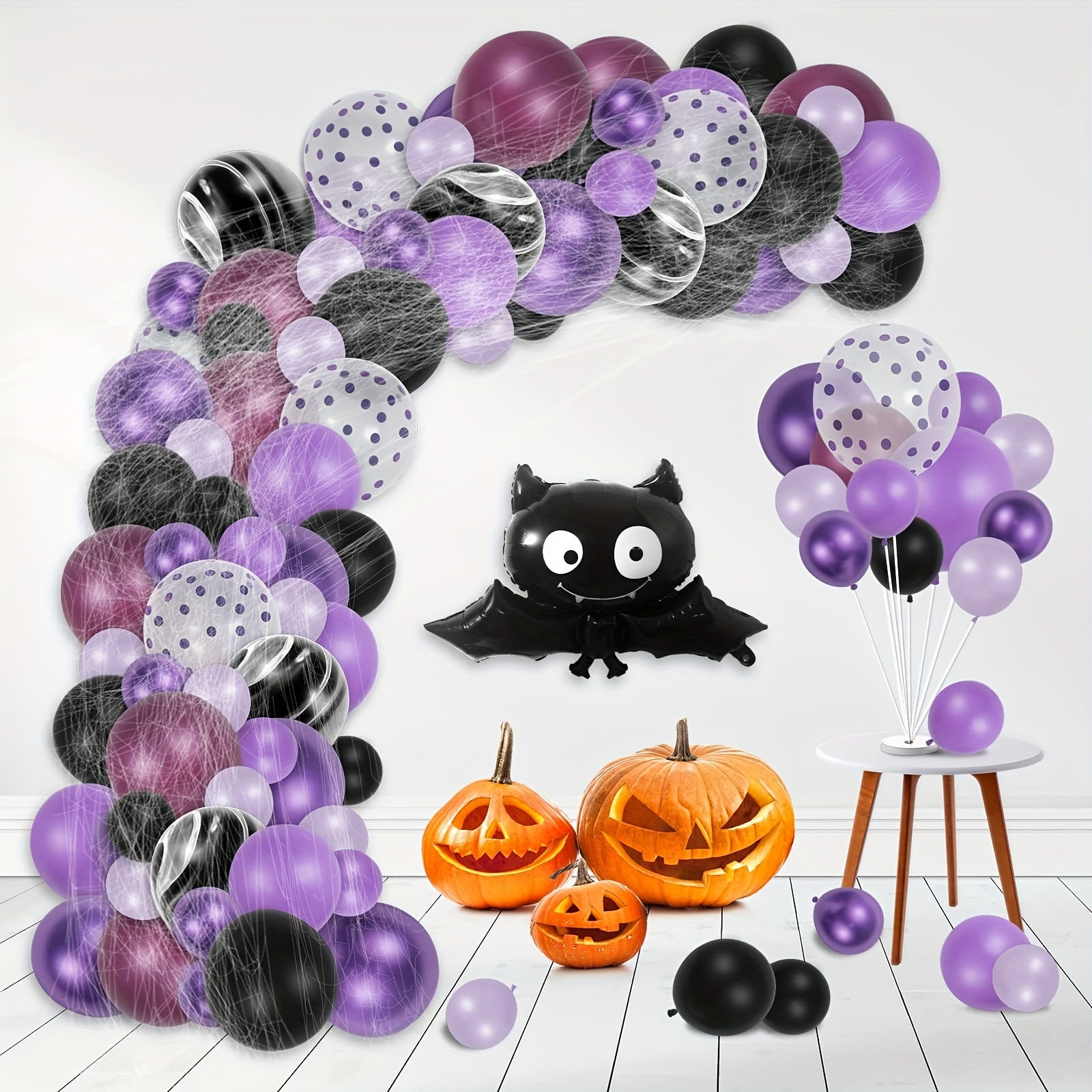 126pcs Halloween Balloon Arch Kit with Bat Balloons