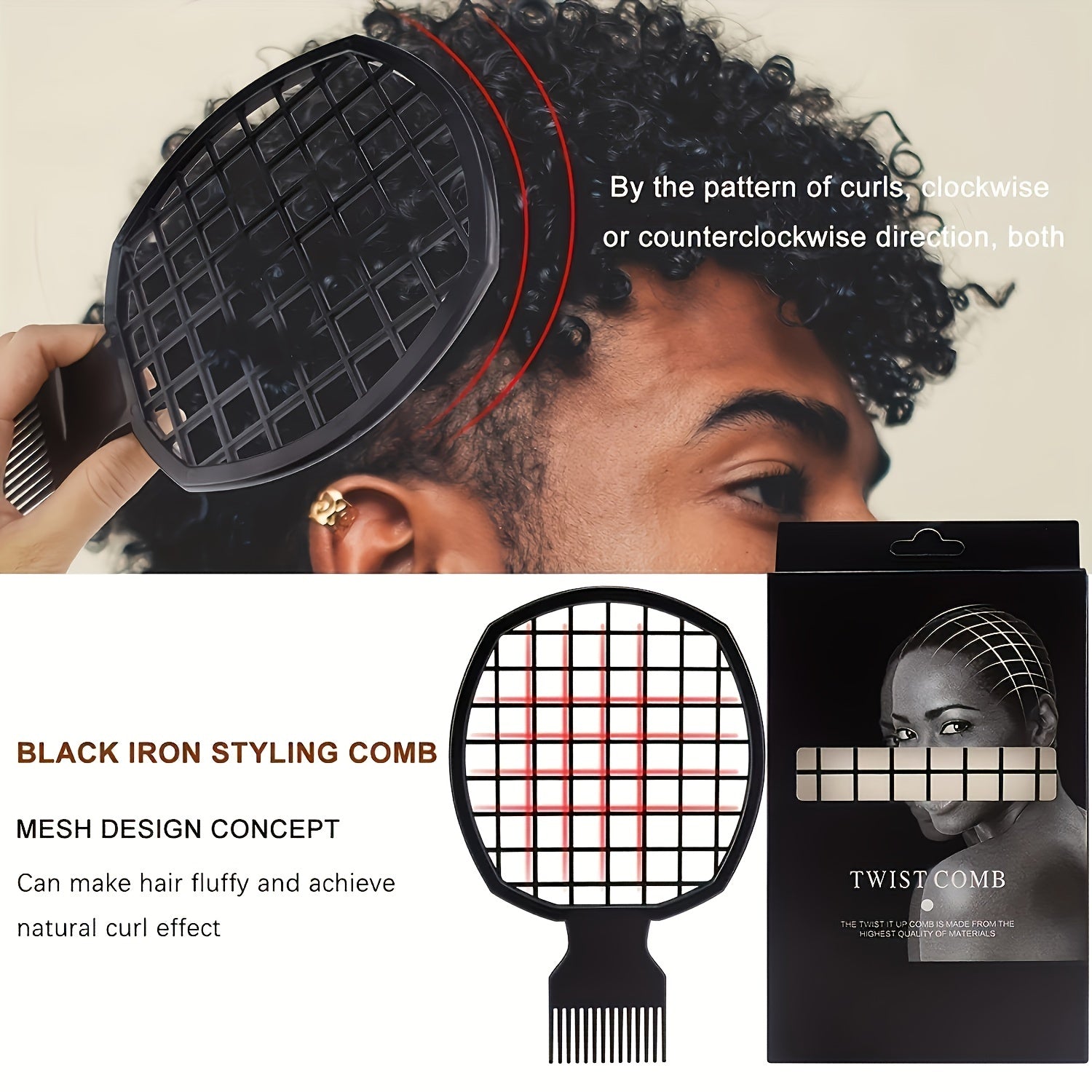 Hair Sponge Set Afro Hair Sponge Barber Brush Pick and Twist Comb for Girls